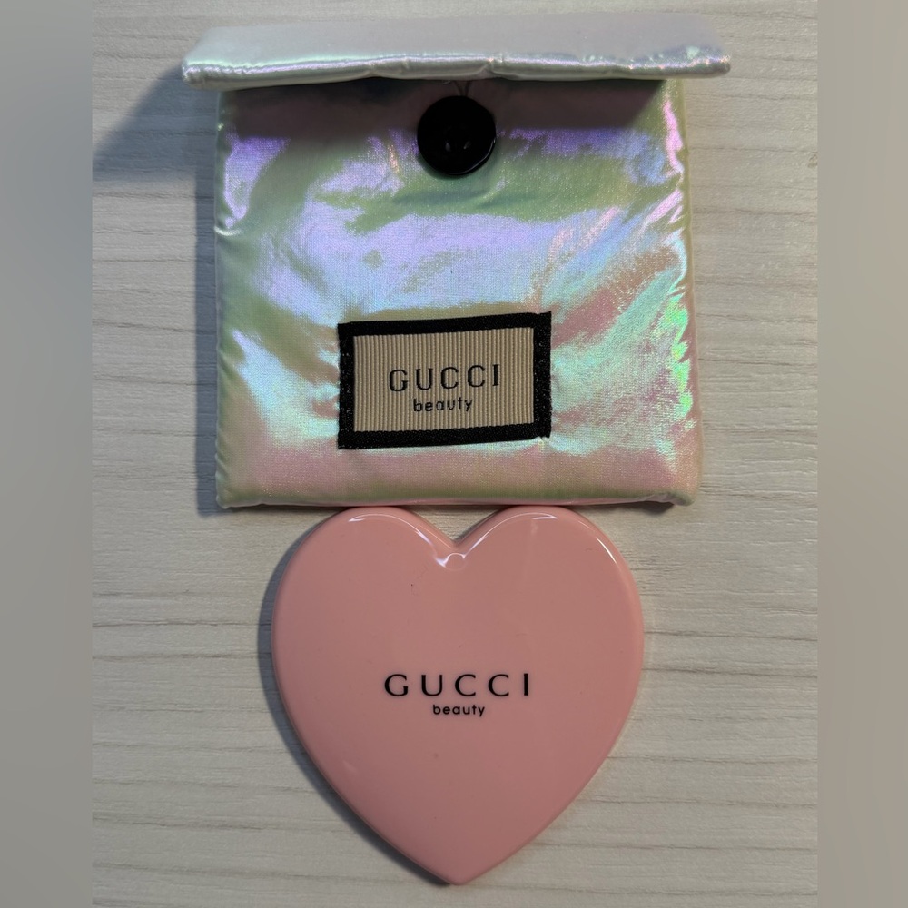 Gucci Beauty GWP Pink Heart Mirror with Pouch
